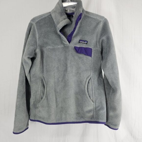 Patagonia Women's Re-Tool Snap-T Pullover Grey/Purple Size Small - Picture 1 of 5